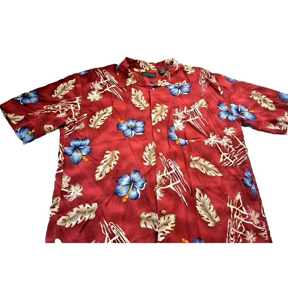 Vintage Scandia Woods Hawaiian Shirt Men's L Korea‎ Vacation Summer Beach Cruise